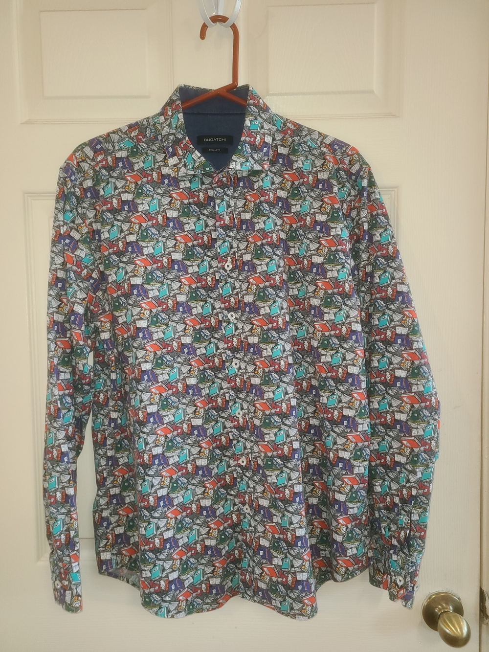 Bugatchi Men’s Multicolor Printed Long-Sleeve Shirt